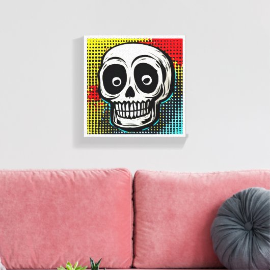 "Pop Art Calavera: een hedendaagse twist Canvas Afdruk (Insitu (Woonkamer))