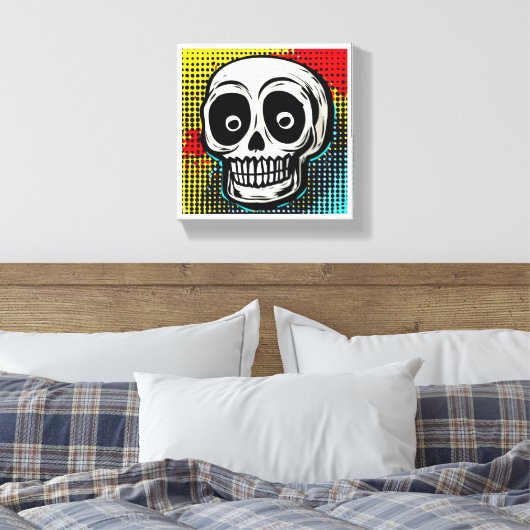 "Pop Art Calavera: een hedendaagse twist Canvas Afdruk (Insitu (Slaapkamer))