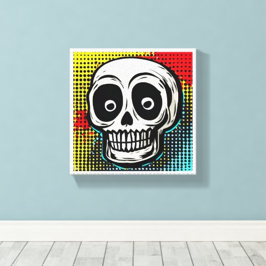 "Pop Art Calavera: een hedendaagse twist Canvas Afdruk (Insitu (Houten vloer))