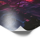 Pop Art: Calle de la Ciudad Nocturna Foto Afdruk (Hoek)