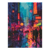 Pop Art: Calle de la Ciudad Nocturna Foto Afdruk (Voorkant)