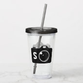 Pop Art Camera Black en White Monogram Acryl Drinkbeker (Achterkant)