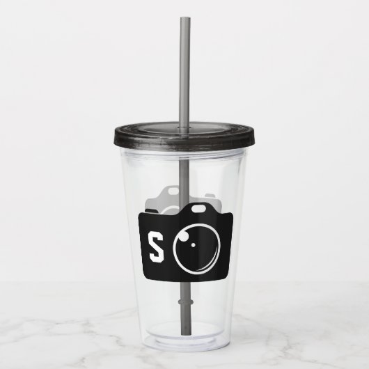 Pop Art Camera Black en White Monogram Acryl Drinkbeker (Voorkant)