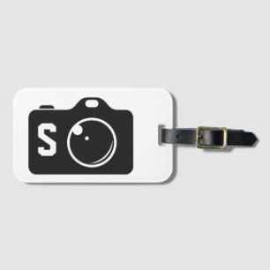 Pop Art Camera Black en White Monogram Bagagelabel