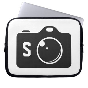 Pop Art Camera Black en White Monogram Laptop Sleeve