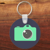 Pop Art Camera Blue Green Monogram Sleutelhanger (Achterkant)