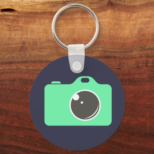 Pop Art Camera Blue Green Monogram Sleutelhanger (Achterkant)