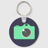 Pop Art Camera Blue Green Monogram Sleutelhanger (Achterkant)