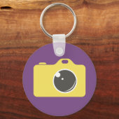 Pop Art Camera Paars Yellow Monogram Sleutelhanger (Achterkant)