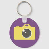 Pop Art Camera Paars Yellow Monogram Sleutelhanger (Achterkant)