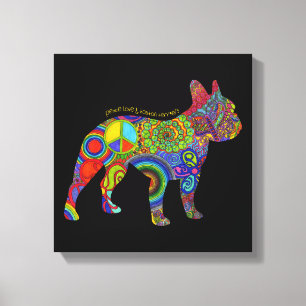 pop Art Canvas "Peace Love & Boston Terriers" Afdruk