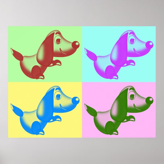 Pop Art Cartoon Dog Poster (Voorkant)