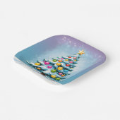 Pop Art Cartoon Kerstboom Kleurrijke Ornamenten Papieren Bordje (Gebogen)