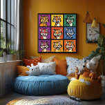 Pop Art Cartoon Tiger Grid Fun Wall Art Poster<br><div class="desc">Deze levendige en speelse pop art cartoon tijgergrid beschikt over een collectie van expressieve tijgers in gedurfde, felle kleuren. Ideaal voor dierenvrienden of als een grillige toevoeging aan elke ruimte, deze vrolijke en moderne muurkunst is ideaal voor kinderkamers, huisdecoratie of geschenken. Verkrijgbaar in meerdere maten, kan het ontwerp worden gepersonaliseerd...</div>