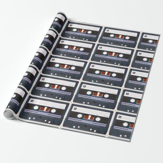 Pop Art Cassette Retro Cadeaupapier (Uitgerold)