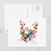 POP ART CAT BRIEFKAART (Voorkant / Achterkant)