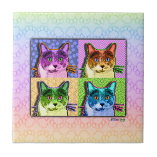 Pop Art Cat Ceramic Tile Tegeltje
