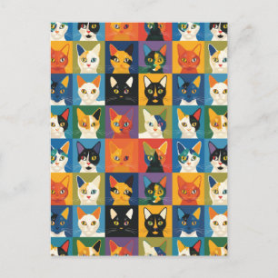 Pop Art Cat Collage Art Briefkaart
