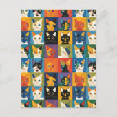Pop Art Cat Collage Art Briefkaart (Voorkant)