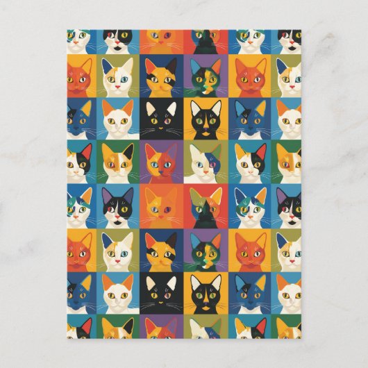 Pop Art Cat Collage Art Briefkaart (Voorkant)