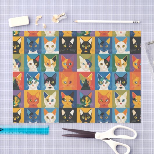 Pop Art Cat Collage Decoupage Tissuepapier (Craft)