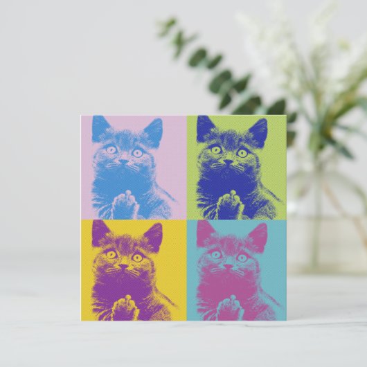 Pop Art Cat Flat Dank u kaart (Staand voorkant)