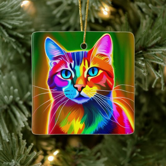 Pop Art Cat Keramisch Ornament (Boom)
