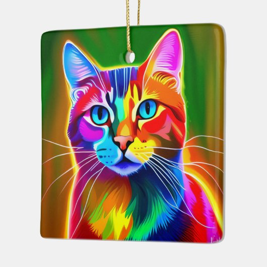 Pop Art Cat Keramisch Ornament (Links)