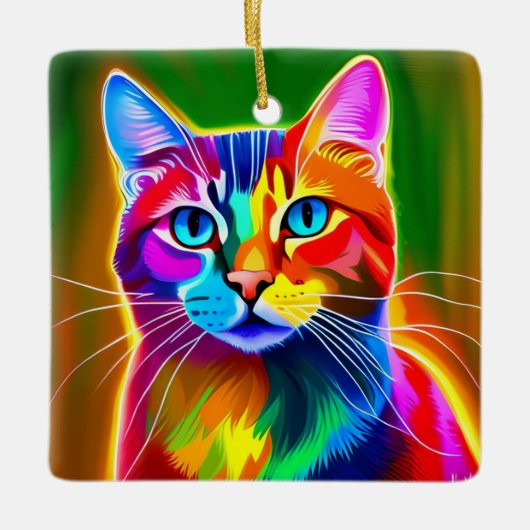 Pop Art Cat Keramisch Ornament (Voorkant)