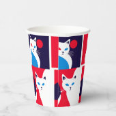 Pop Art Cat Party Modern Cat Design Papieren Bekers (Rechts)