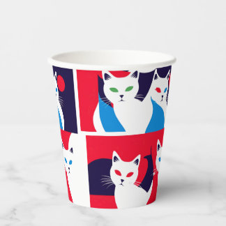 Pop Art Cat Party Modern Cat Design Papieren Bekers