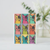 Pop Art Cat Photo Modern Trendy Retro Briefkaart (Staand voorkant)