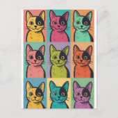 Pop Art Cat Photo Modern Trendy Retro Briefkaart (Voorkant)
