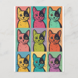 Pop Art Cat Photo Modern Trendy Retro Briefkaart