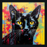 Pop Art Cats: Zwart Poster<br><div class="desc">Pop kunst abstract zwarte kat</div>