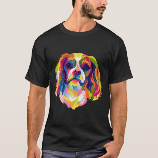 Pop Art Cavalier King Charles Spaniel Cute Dog Lov T-shirt (Voorkant)