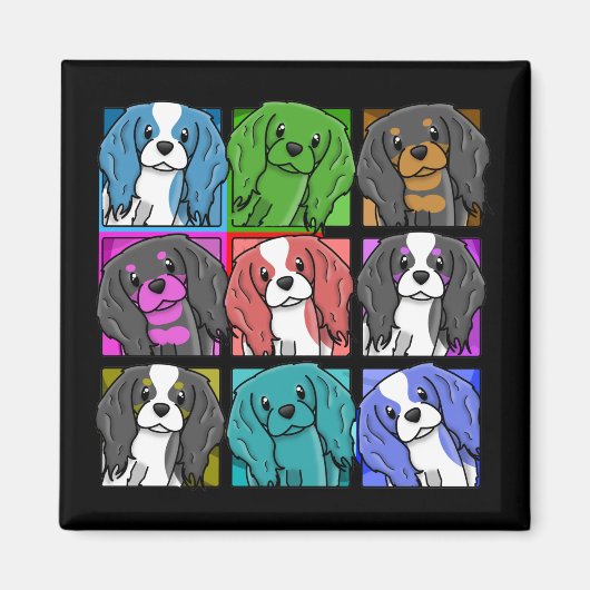 Pop Art Cavalier King Charles Spaniel Magneet (Voorkant)