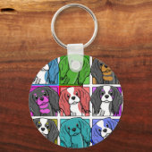Pop Art Cavalier King Charles Spaniel Sleutelhanger (Voorkant)