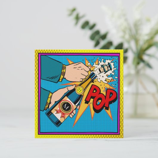 Pop Art Celebration op uitnodiging van het jaar (Staand voorkant)