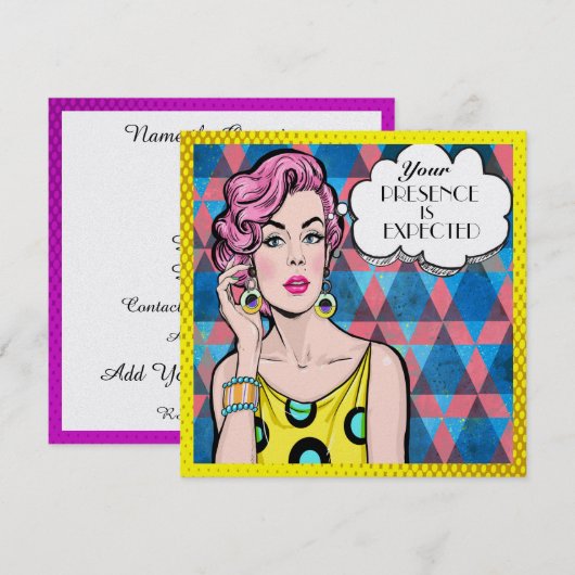 Pop Art Celebration Uitnodiging (Voorkant / Achterkant)