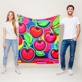 Pop Art Cherry Burst Fleece Deken