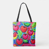 Pop Art Cherry Burst Tote Bag (Achterkant)