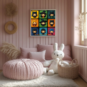 Pop Art Chibi Heksen Rooster Cute Halloween Muurku Poster
