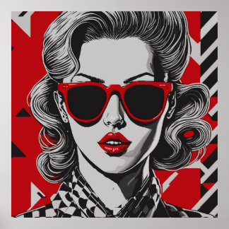 Pop art chic portret van een vrouw poster