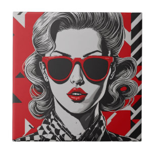Pop art chic portret van een vrouw tegeltje