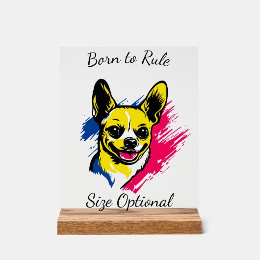  Pop Art Chihuahua Design Acryl Bord (Voorkant)