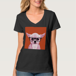 Pop Art Chihuahua in Oranje achtergrondafdrukstand T-shirt