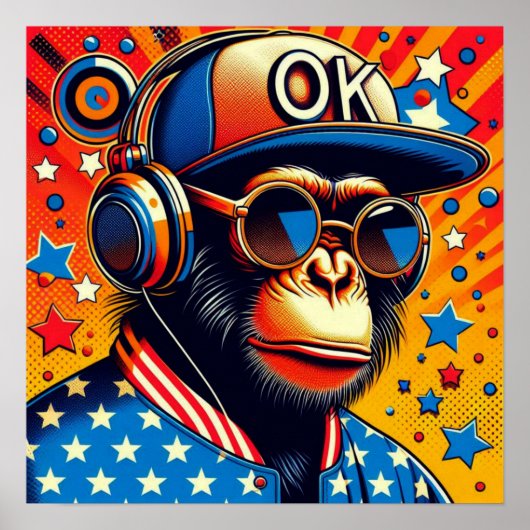 POP-ART CHIMP 6 POSTER (Voorkant)