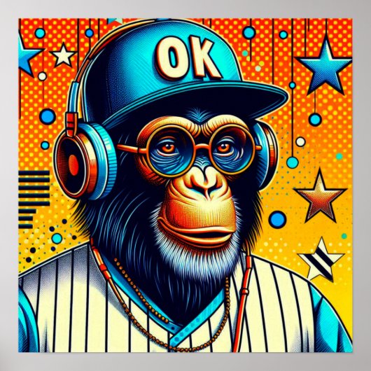 POP-ART CHIMP 8 POSTER (Voorkant)