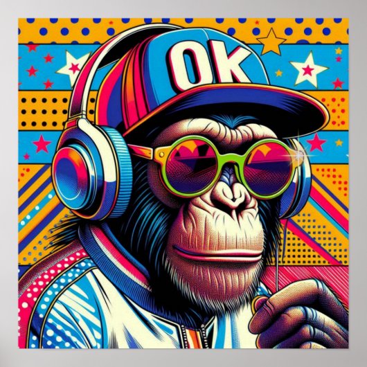 POP-ART CHIMPANSEE 10 POSTER (Voorkant)